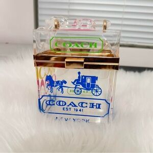 Coach Display Transparent Box with Gold and Blue Details with tag